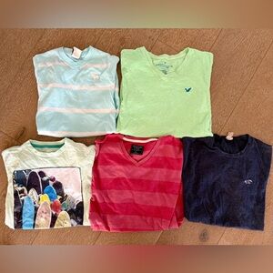 Lot of 5 Boys Summer Shirts Tees T-Shirts Hollister Abercrombie V Neck Sz 10-12